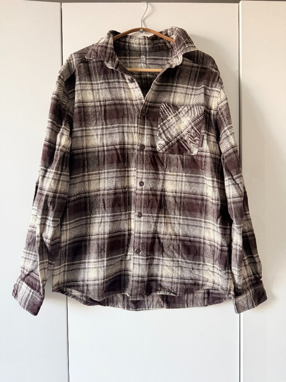 🍁Fall Sale! Under Armour Brown Plaid Flannel Btn Down Loose Fit Men Sz L